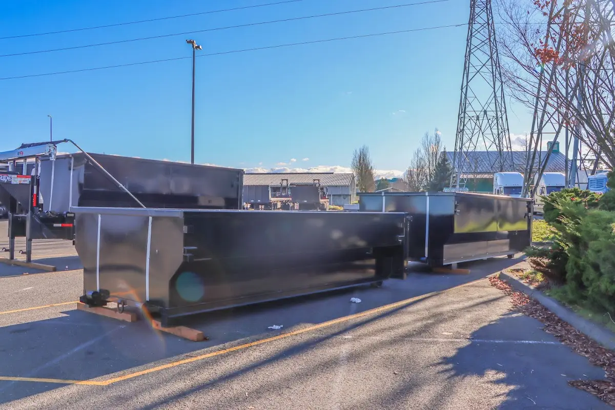 Roll-off dumpster ready for waste disposal at job site for Construction Dumpster Rental in White Center